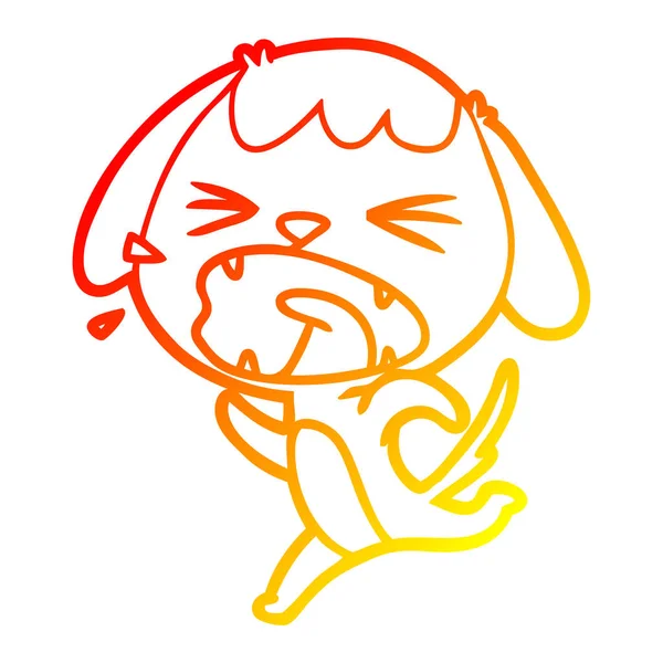Warme kleurovergang lijntekening cute cartoon hond blaffen — Stockvector