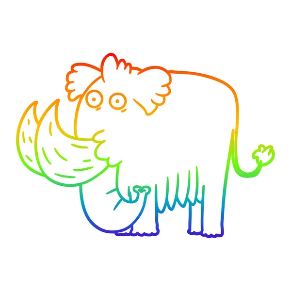 Arco iris gradiente línea dibujo dibujos animados mamut — Archivo Imágenes Vectoriales