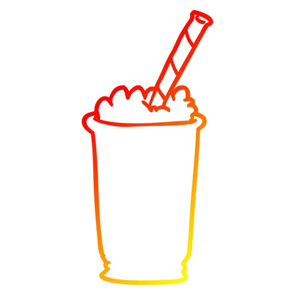 Warme kleurovergang lijntekening milkshake — Stockvector