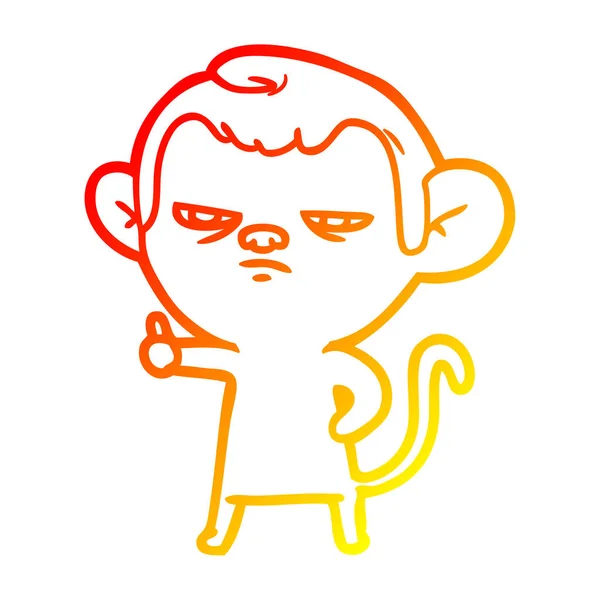 따뜻한 그라데이션 라인 그리기 만화 성가신 원숭이 — 스톡 벡터
