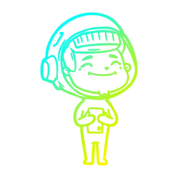 Холодна градієнтна лінія малюнок щасливий мультяшний астронавт — стоковий вектор