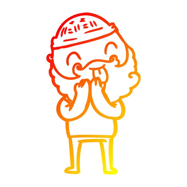 Sıcak degrade çizgi dil dışarı yapışmasını sakallı adam çizim — Stok Vektör