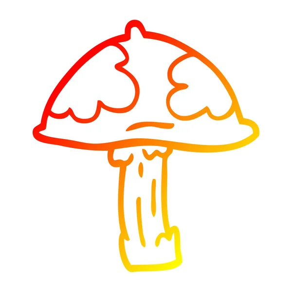 Warm gradient line drawing cartoon wild mushroom — Stock Vector