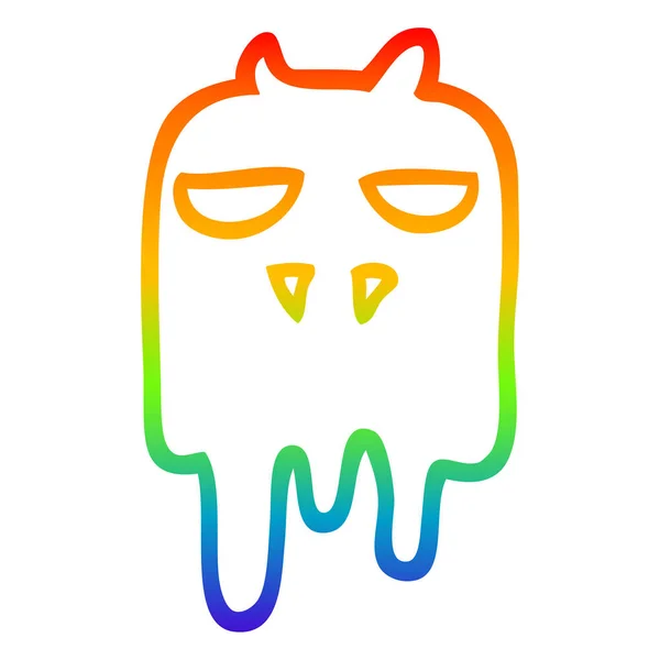 Rainbow gradient line drawing cartoon spooky ghost — Stock Vector