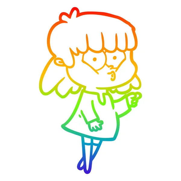 Arcobaleno gradiente linea disegno fumetto fischio ragazza — Vettoriale Stock