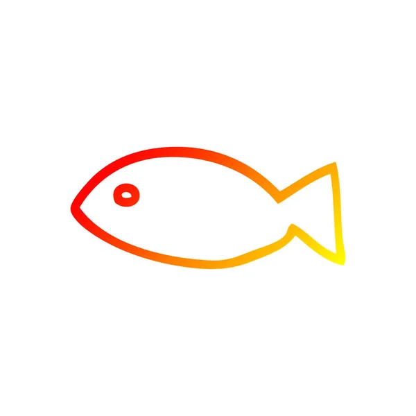 漫画の魚のシンボルを描く暖かいグラデーションライン — ストックベクタ