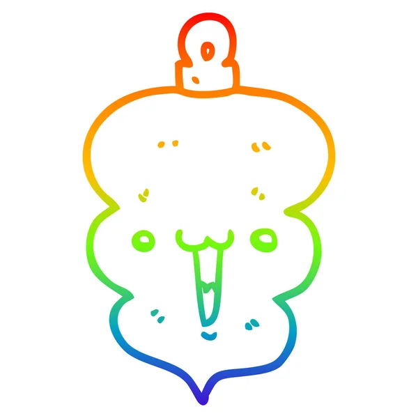 虹のグラデーションライン描画漫画のクリスマスの装飾ボーブル — ストックベクタ