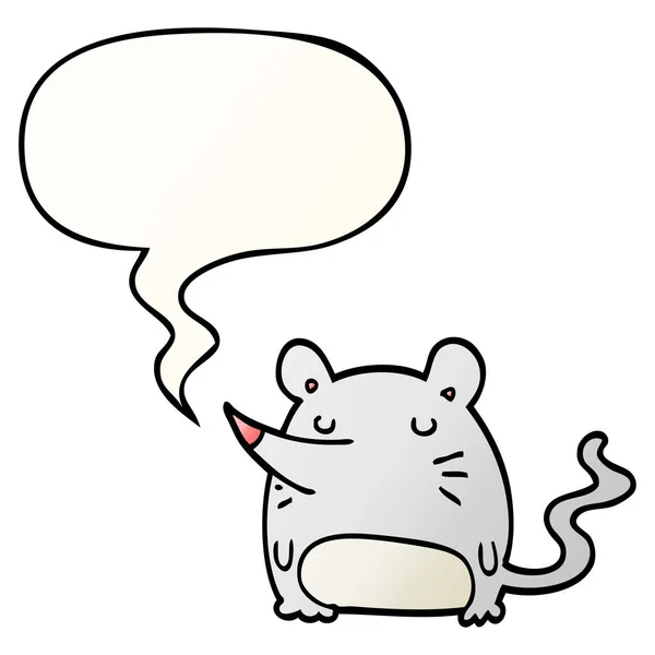 Cartoon mouse and speech bubble in smooth gradient style — Stock Vector