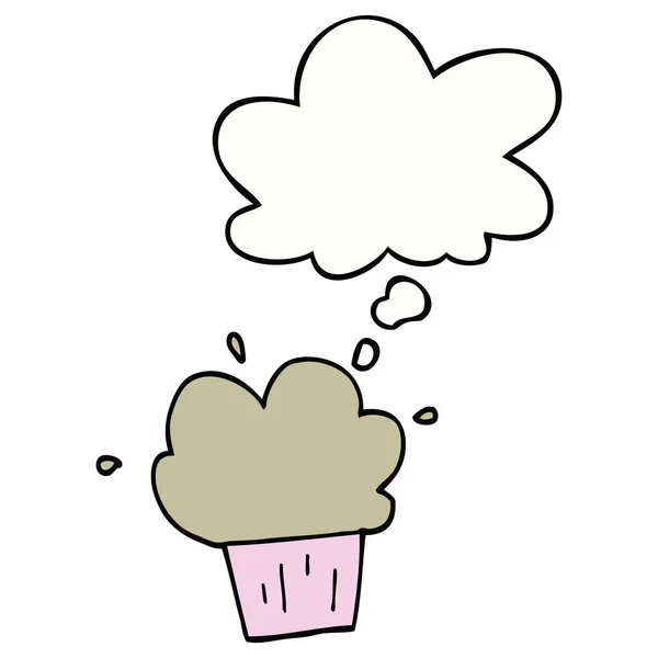 Cupcake dessin animé et bulle de pensée — Image vectorielle