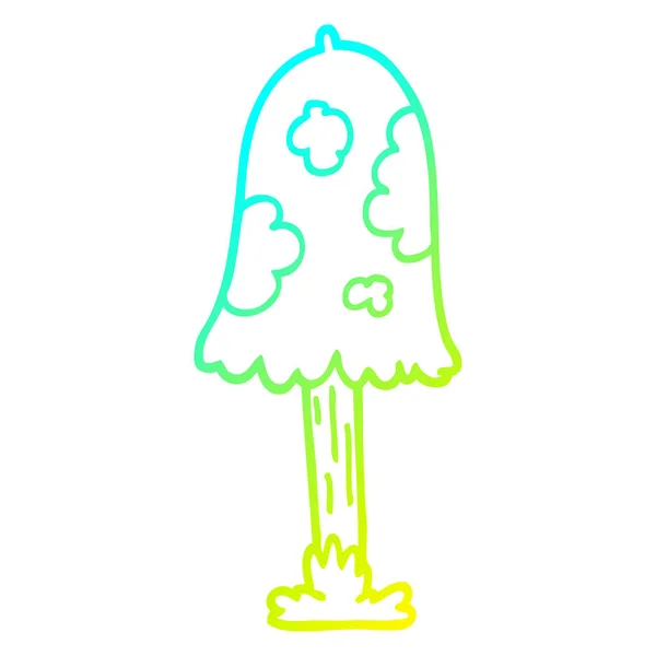 Kalte Gradientenlinie Zeichnung Cartoon Pilz — Stockvektor