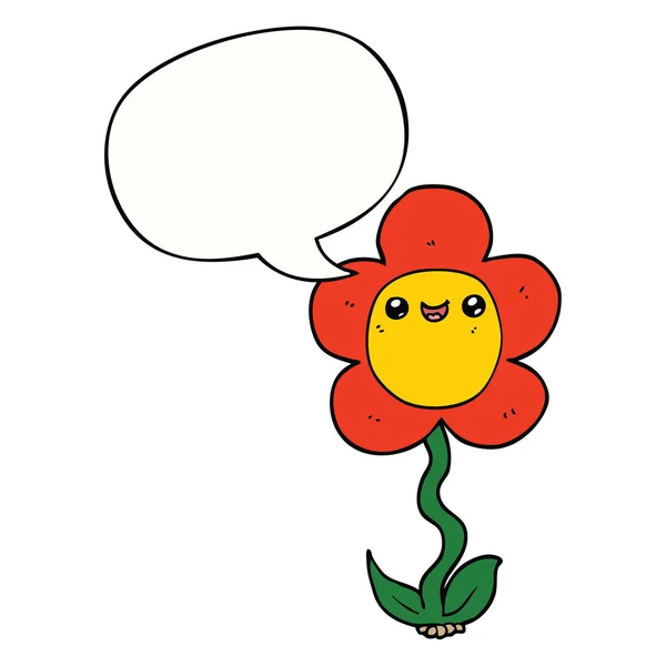 Cartoon flower and speech bubble — Stock Vector