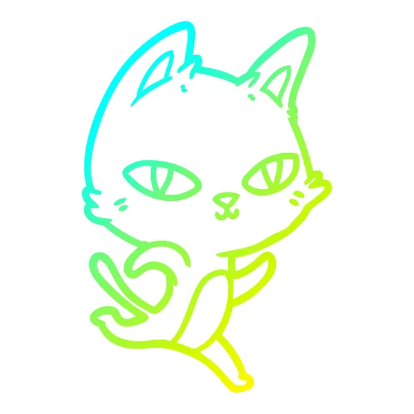 Studená Přechodová čára kresba Kreslená kočka zírala — Stockový vektor