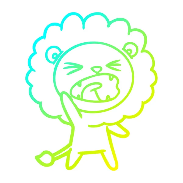 Linea gradiente freddo disegno cartone animato leone — Vettoriale Stock