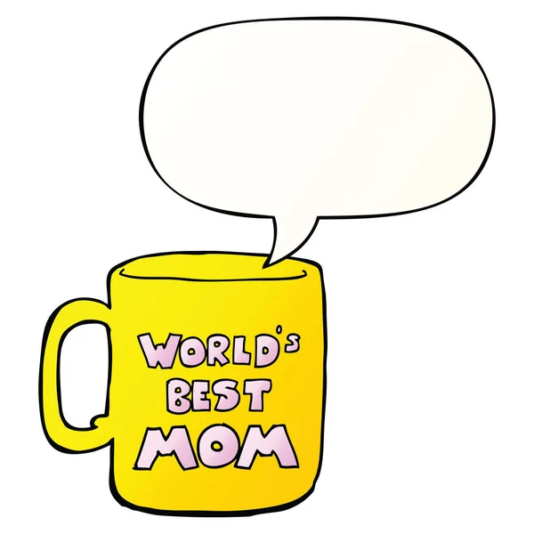 Worlds best mom mug and speech bubble in smooth gradient style — Stock Vector