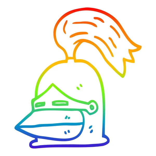 Linea gradiente arcobaleno disegno cartone animato casco cavaliere — Vettoriale Stock