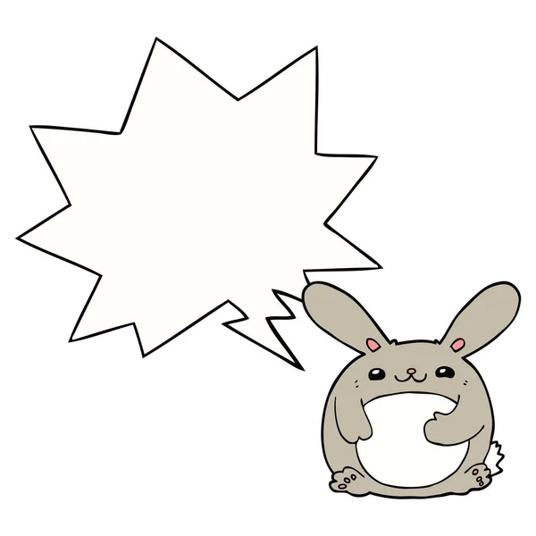 Conejo de dibujos animados y burbuja del habla — Vector de stock