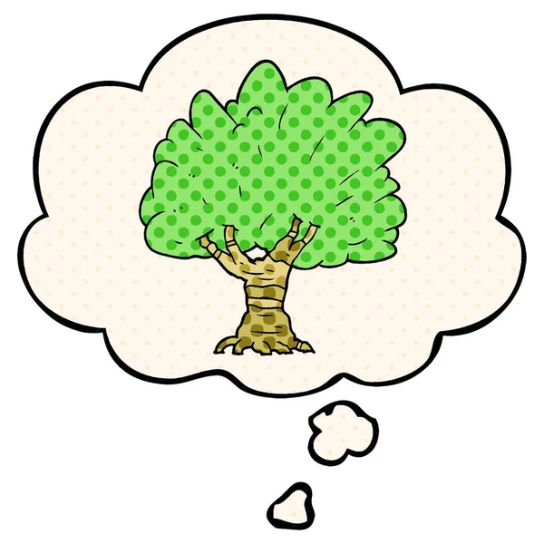 çizgi film ağacı ve çizgi roman tarzında düşünce balonu
