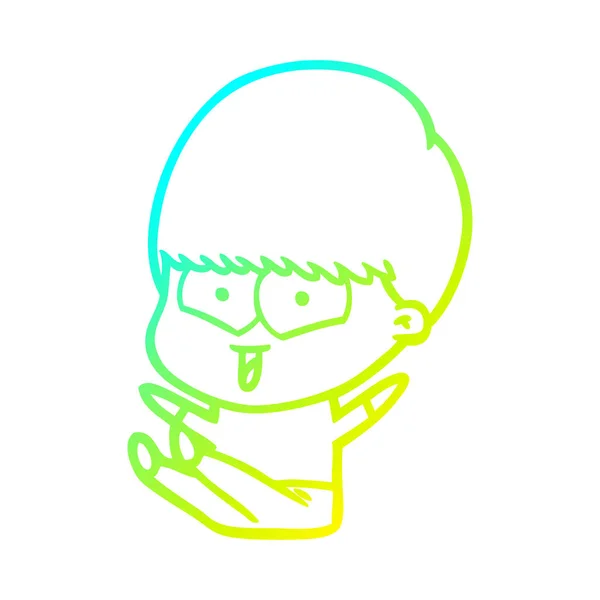Frío gradiente línea dibujo dibujos animados feliz chico — Vector de stock