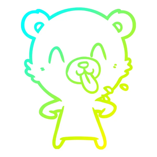 Cold gradient line drawing rude cartoon bear — Stock Vector