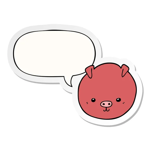Karikatür domuz ve konuşma kabarcık etiket — Stok Vektör