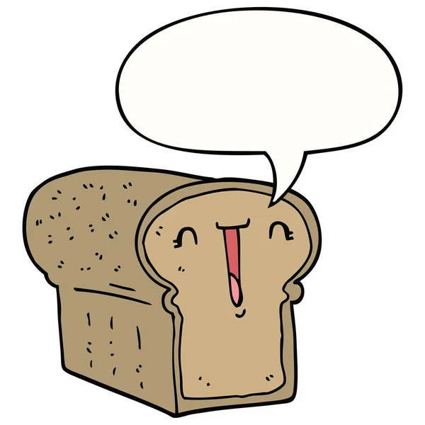 パンとスピーチバブルのかわいい漫画のパン — ストックベクタ