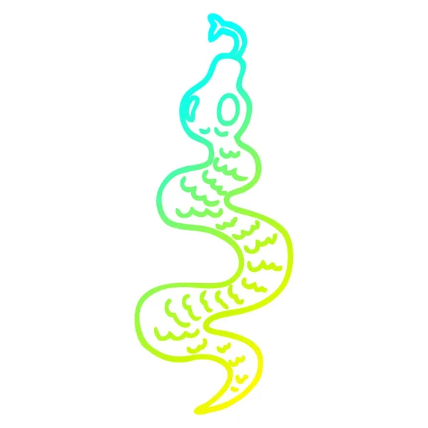 Kall gradient linje ritning tecknad grön orm — Stock vektor