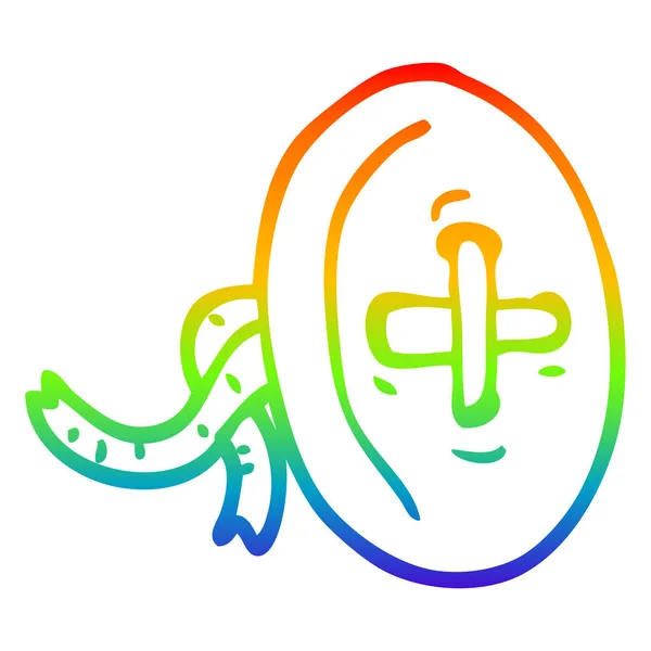 Linea gradiente arcobaleno disegno cartone animato vecchio pulsante — Vettoriale Stock
