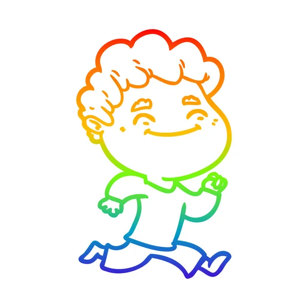 Arco iris gradiente línea dibujo dibujos animados hombre amigable — Vector de stock