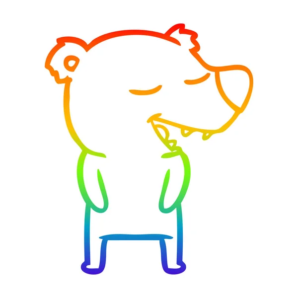 Regenboog gradiënt lijntekening cartoon Bear — Stockvector