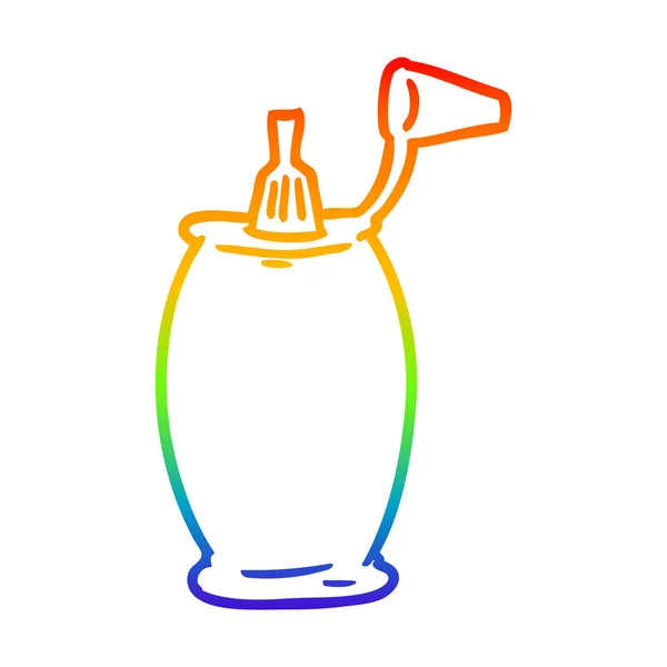 Línea de gradiente arco iris dibujo botella de ketchup de tomate — Archivo Imágenes Vectoriales