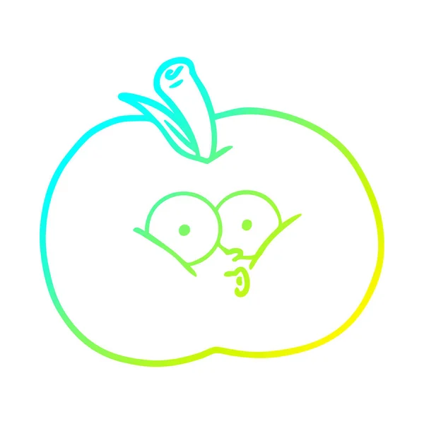 Gradient froid ligne dessin dessin animé pomme — Image vectorielle