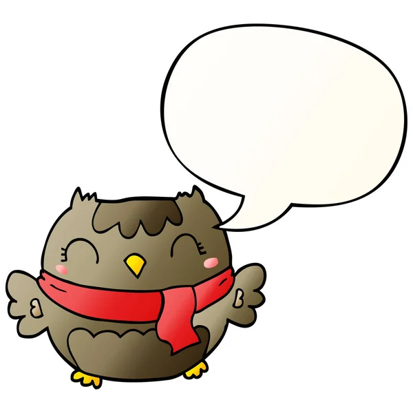 Leuke cartoon Owl en Speech bubble in gladde gradiënt stijl — Stockvector