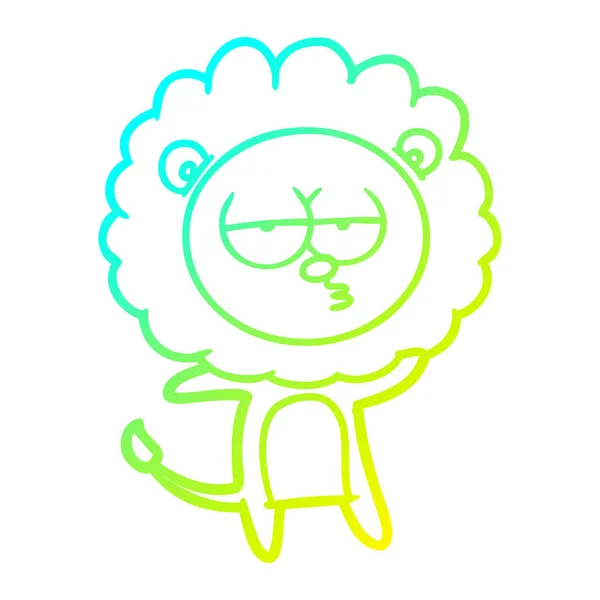 Linha gradiente frio desenho desenho desenho animado leão entediado — Vetor de Stock