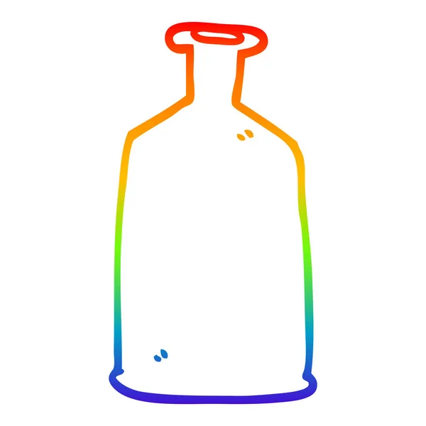 Rainbow gradient ligne dessin dessin animé bouteille en verre clair — Image vectorielle