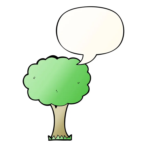 Cartoon tree and speech bubble in smooth gradient style — Stock Vector