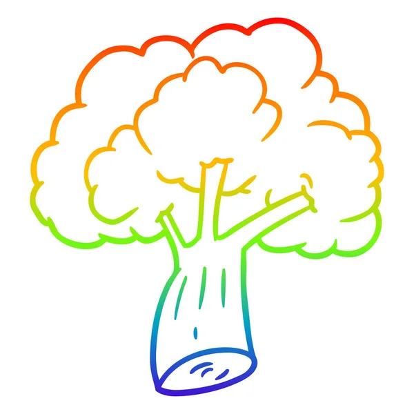 Regenboog gradiënt lijntekening cartoon broccoli — Stockvector
