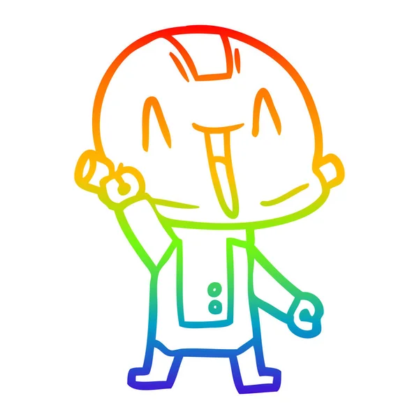 Rainbow gradient ligne dessin robot dessin animé — Image vectorielle