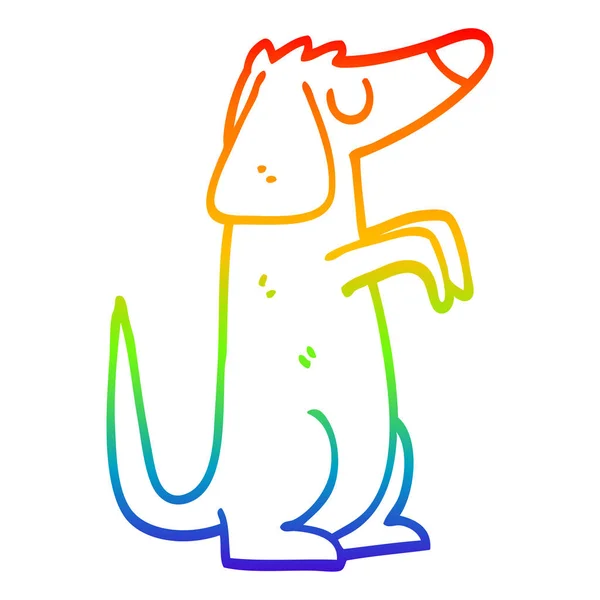 Regenbogen-Gradienten-Linie Zeichnung Cartoon Hund — Stockvektor