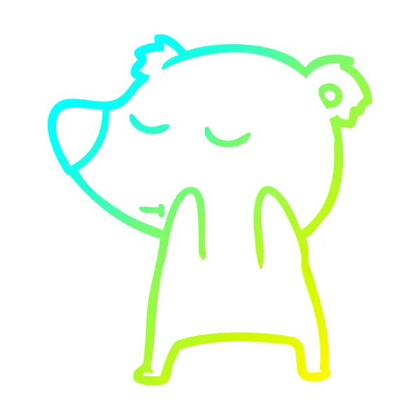 Kall gradient linje ritning Happy Cartoon Bear — Stock vektor