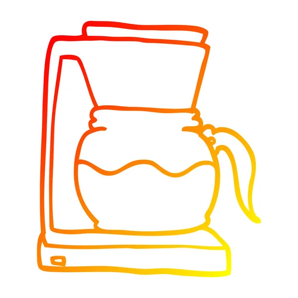暖かいグラデーションライン描画漫画のコーヒーマシン — ストックベクタ