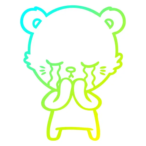 Koude gradiënt lijntekening huilen cartoon Bear — Stockvector
