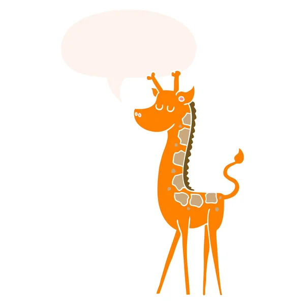 Cartoon Giraffe en toespraak bubble in retro stijl — Stockvector