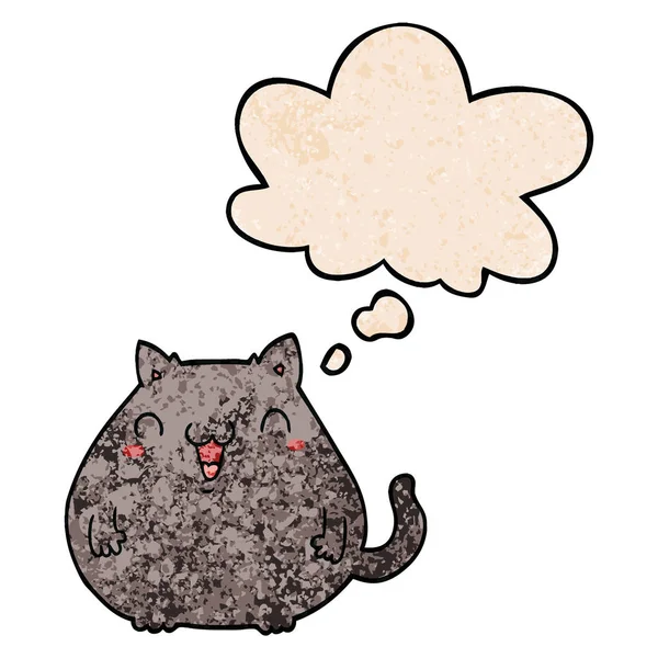 Karikatür kedi ve grunge doku desen tarzında düşünce balonu — Stok Vektör