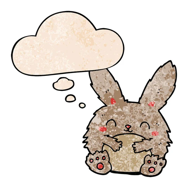 可爱的卡通兔子和思想泡沫在粗糙的纹理模式 — 图库矢量图片