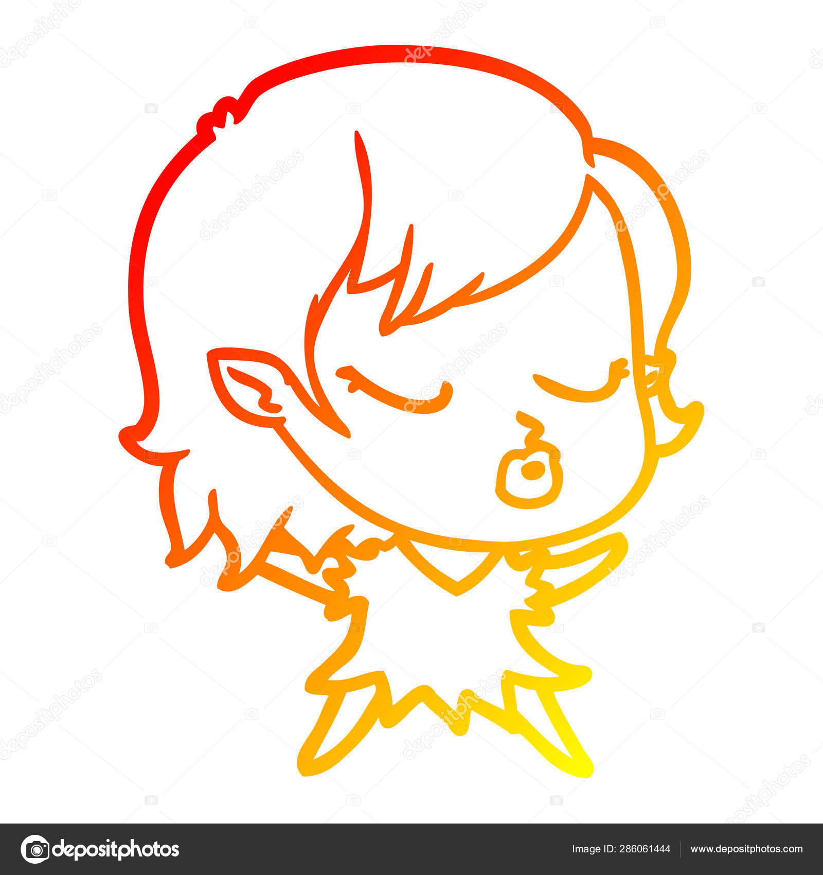 Warm gradient line drawing cute cartoon vampire girl Stock Vector Image by  ©lineartestpilot #286061444
