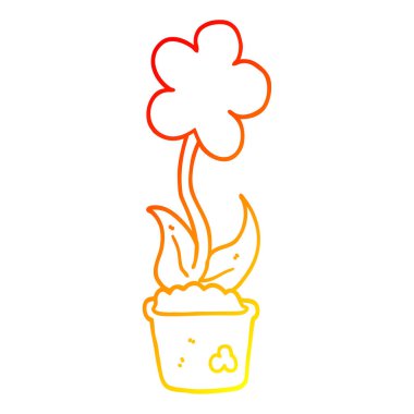 sıcak degrade çizgi sevimli karikatür çiçek çizim