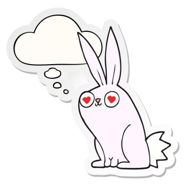 çizgi film tavşan ı aşk ve düşünce balonu baskılı bir sti olarak