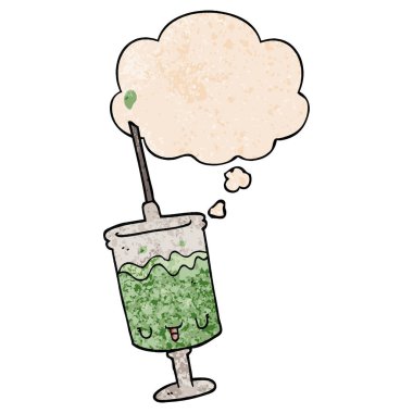 karikatür şırınga ve grunge doku desen sty düşünce balonu