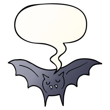 düz degrade tarzında karikatür vampir yarasa ve konuşma balonu