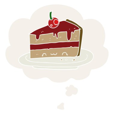 retro tarzında karikatür pasta ve düşünce balonu